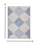 5? x 7? Gray and Blue Diamonds Area Rug
