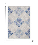 5? x 7? Gray and Blue Diamonds Area Rug
