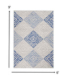 5? x 7? Gray and Blue Diamonds Area Rug