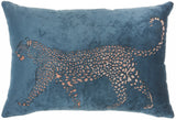 Bold Teal Leopard Lumbar Pillow