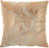 Pink Accent Throw Pillow with Rose Gold Swirl Design