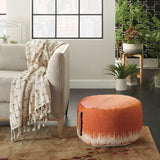 20" Terra Cotta and Abstract Round Pouf Ottoman