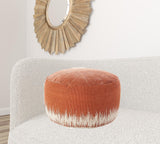 20" Terra Cotta and Abstract Round Pouf Ottoman