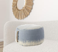 20"  Blue Abstract Round Pouf Ottoman