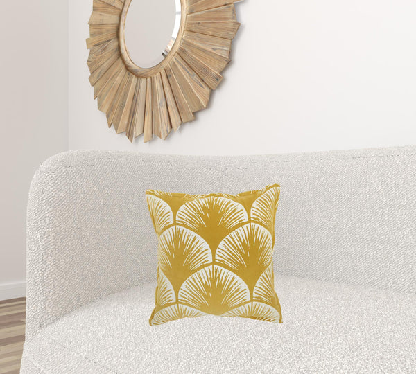 Yellow and Ivory Scales Pattern Throw Pillow