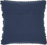 XL Dark Blue Pom-Pom Detailed Throw Pillow