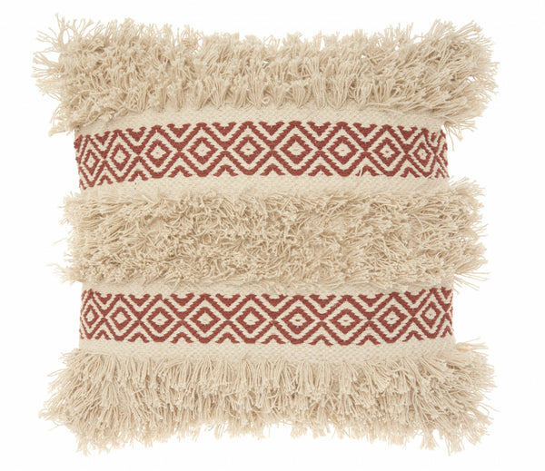 Clay Diamond Patterned Throw Pillow