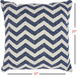 Navy Blue and Ivory Chevron Pattern Throw Pillow
