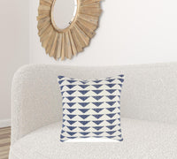 Navy Blue and Ivory Triangles Throw Pillow