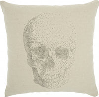 Natural Beige Faded Skull Throw Pillow