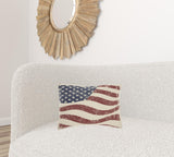 Vintage Americana Distressed Flag Lumbar Pillow