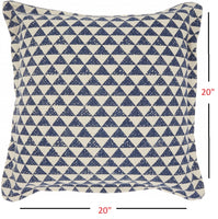 Indigo and Ivory Triangle Design Throw Pillow