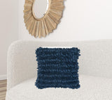 Loose Luscious Shag Dark Blue Throw Pillow
