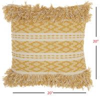 Mustard and Ivory Textured Throw Pillow