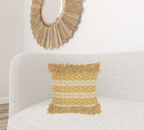 Mustard and Ivory Textured Throw Pillow