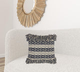 Navy and Ivory Textured Throw Pillow