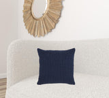 Navy Blue Chunky Braid Throw Pillow