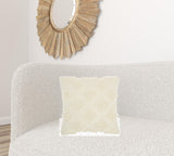 Ivory Textured Diamonds Throw Pillow