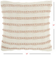 Blush and Ivory Textured Stripes Throw Pillow