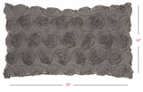 Dark Gray Embossed Rose Lumbar Pillow