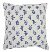 Blue and Ivory Bohemian Floral Throw Pillow