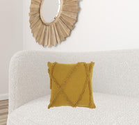 Boho Chic Mustard Textured Lines Throw Pillow