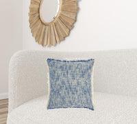 Blue and Ivory Abstract Pattern Throw Pillow