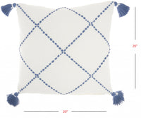 Boho Blue Cotton Accent Throw Pillow