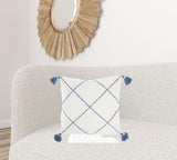 Boho Blue Cotton Accent Throw Pillow