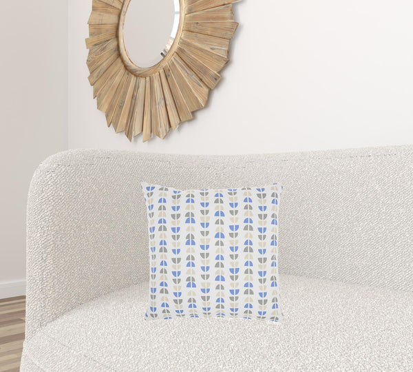 Blue and Taupe Geo Lines Throw Pillow