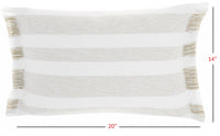 Taupe and White Stripes Lumbar Throw Pillow