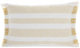 Yellow and white Stripes Lumbar Throw Pillow