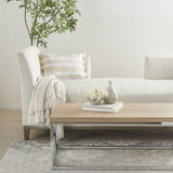 Yellow and white Stripes Lumbar Throw Pillow