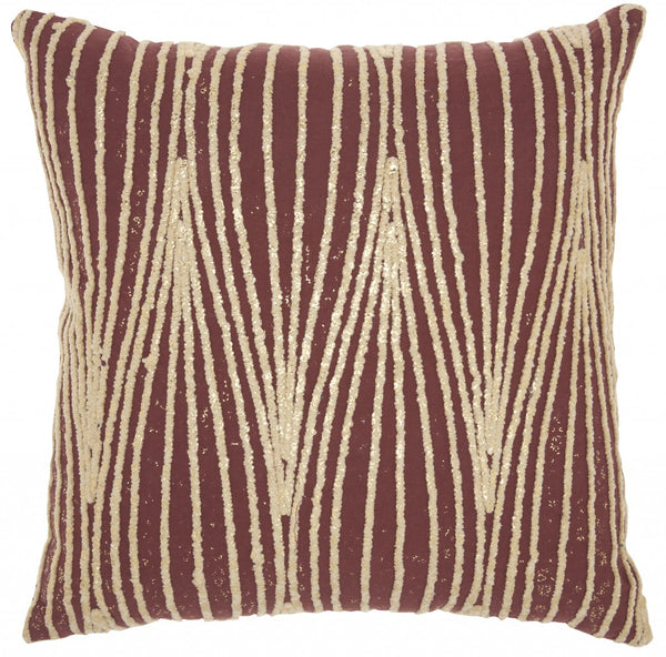 Contemporary Handcrafted Maroon Accent Throw Pillow