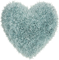 Heart Shaped Celadon Shag Accent Pillow