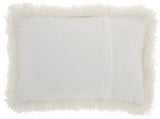 White Knubby Plush Lumbar Throw Pillow