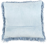 Square Ocean Blue Shag Throw Pillow