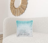 Plush Turquoise Silver Accent Throw Pillow