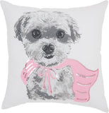 White and Pink Super Pup Throw Pillow