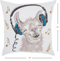 White and Teal Groovy Llama Throw Pillow
