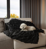 Premier Luxury Onyx Stripe Faux Fur Throw Blanket