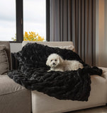 Premier Luxury Black Super Soft Faux Fur Throw Blanket