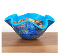 Abstract Multi Color Glass Centerpiece Bowl