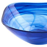 6 Contemporary Soft Square Blue Swirl Glass Bowl Set of 2