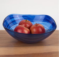 10 Contemporay Soft Square Blue Swirl Glass Bowl
