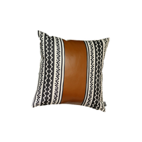 Brown Faux Leather and Zigzag Decorative Pillow Cover