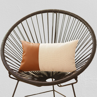 White and Brown Faux Leather Lumbar Decorative Pillow Cover