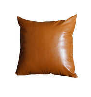20" x 20" Solid Brown Faux Leather Decorative Pillow Cover