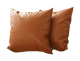 Set of 2 Warm-toned Solid Brown Faux Leather Pillow Covers