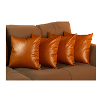 Set of 4 Brown Faux Leather 22" Pillow Covers